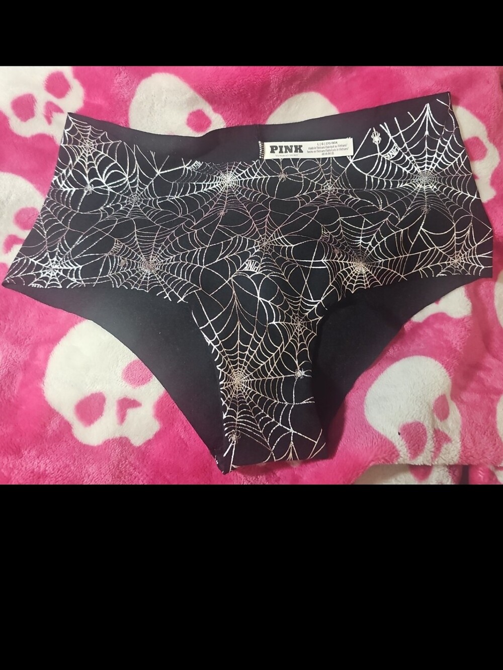 NWT PINK Victoria's Secret Spiderweb Panties Size L CHEEKY New